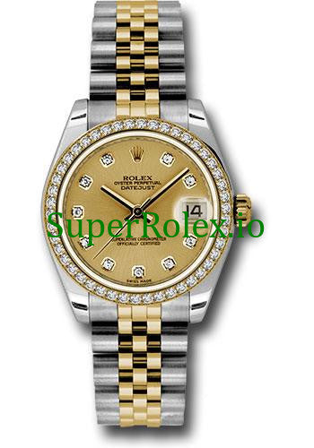 Rolex Datejust 31 Steel and Yellow Gold Champagne Diamond Dial Ref.178383