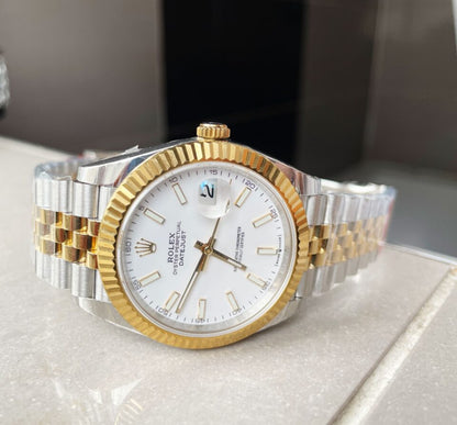 EW Factory 1:1 Rolex DateJust 41 126333 SS/YG Best Edition 904L Steel White Stick Dial