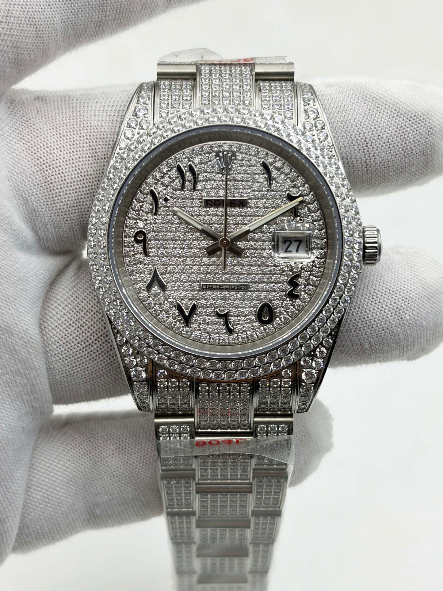 Rolex OYSTER PERPETUAL 41mm 904L SS MOISSANITE DIAMONDS BRACELET AND DIAL A2824 iced out
