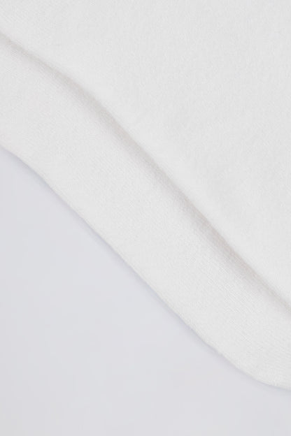 Ribbed Half-Crew Socks in White