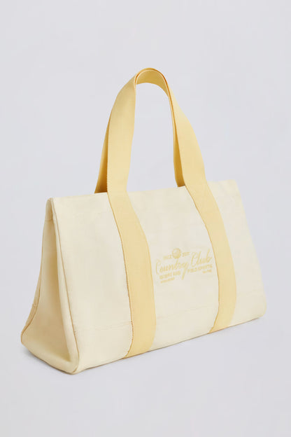 Oversized Canvas Tote Bag in Lemon