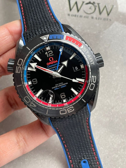 Seamaster Planet Ocean 600M GMT ETNZ Deep Black 45.5mm VSF Ceramic Black Dial Swiss 8906