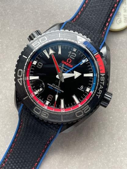 Seamaster Planet Ocean 600M GMT ETNZ Deep Black 45.5mm VSF Ceramic Black Dial Swiss 8906