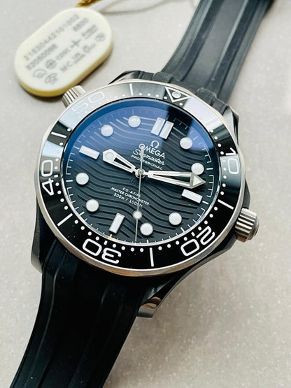 Seamaster Diver 300M 43.5mm VSF 1:1 Best Edition Ceramic Case Black Dial on Black Rubber Strap A8806