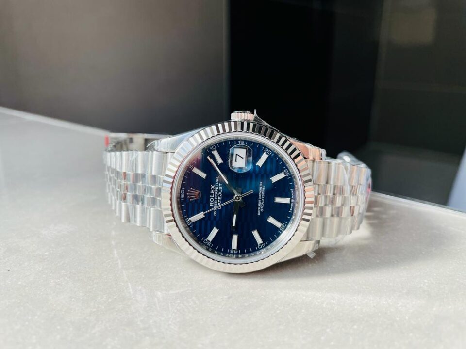 VSF Factory 1:1 Rolex Datejust 41mm 126334 904L SS Fluted Bezel Patterned Blue MOTIF Dial VS3235