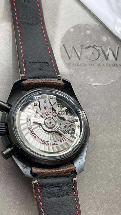 SPEEDMASTER “DARK SIDE OF THE MOON” REAL CERAMIC OMF 1:1 BEST EDITION VINTAGE BLACK ON BROWN LEATHER STRAP A9300 V2