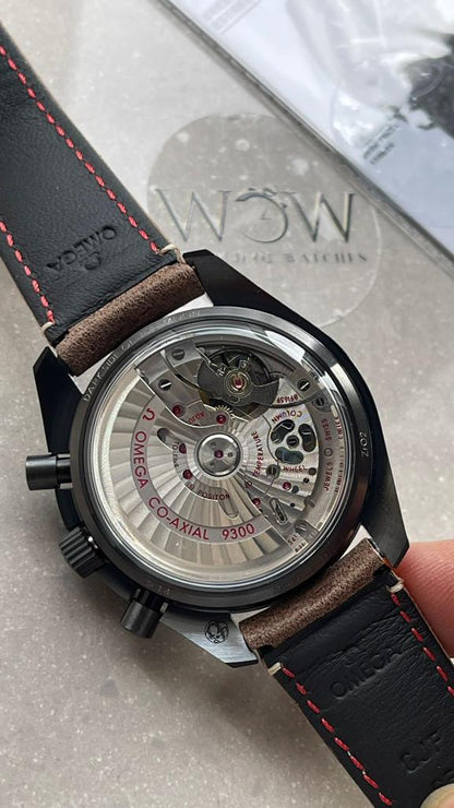 SPEEDMASTER “DARK SIDE OF THE MOON” REAL CERAMIC OMF 1:1 BEST EDITION VINTAGE BLACK ON BROWN LEATHER STRAP A9300 V2