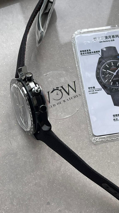 SPEEDMASTER “DARK SIDE OF THE MOON” REAL CERAMIC OMF 1:1 BEST EDITION BLACK BLACK ON NYLON STRAP A9300 V2