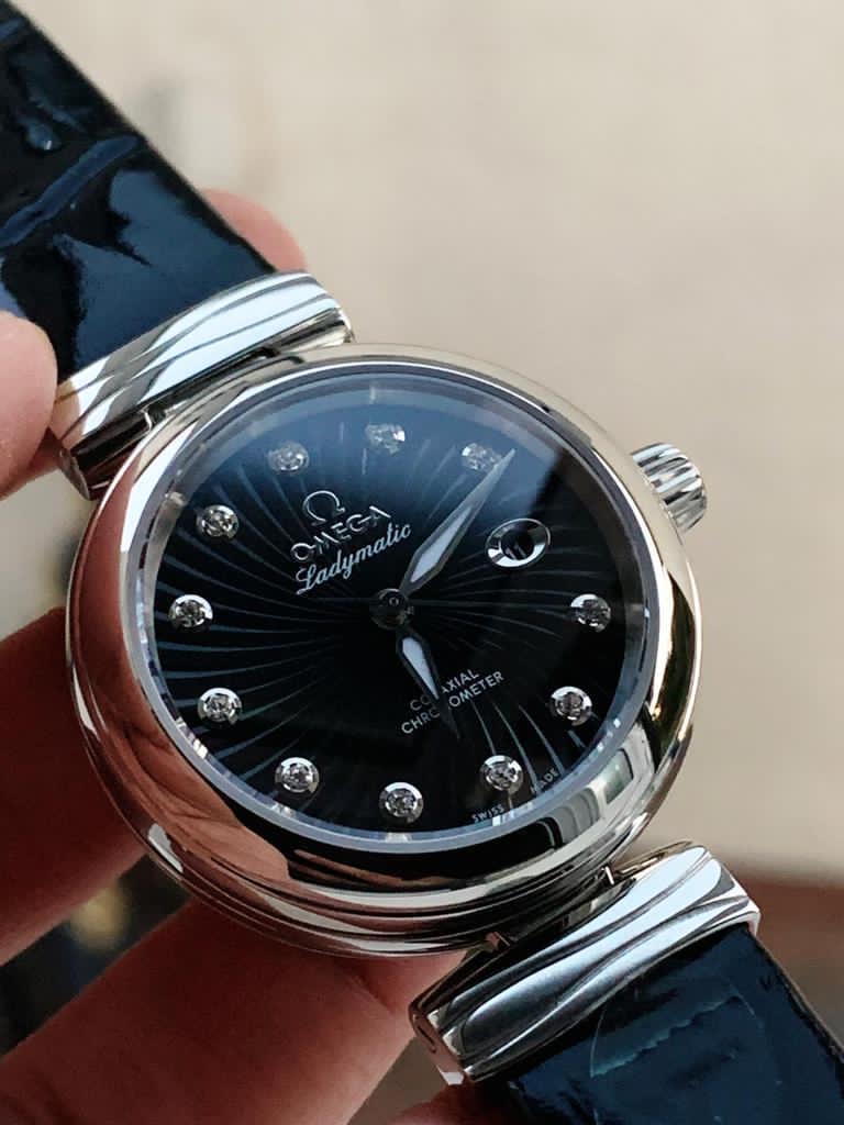V6F 34mm LADYMATIC SS BLACK LEATHER STRAP A2836