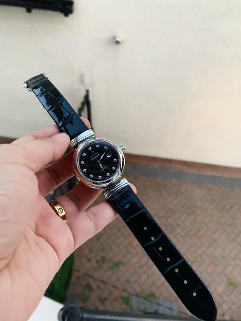 V6F 34mm LADYMATIC SS BLACK LEATHER STRAP A2836