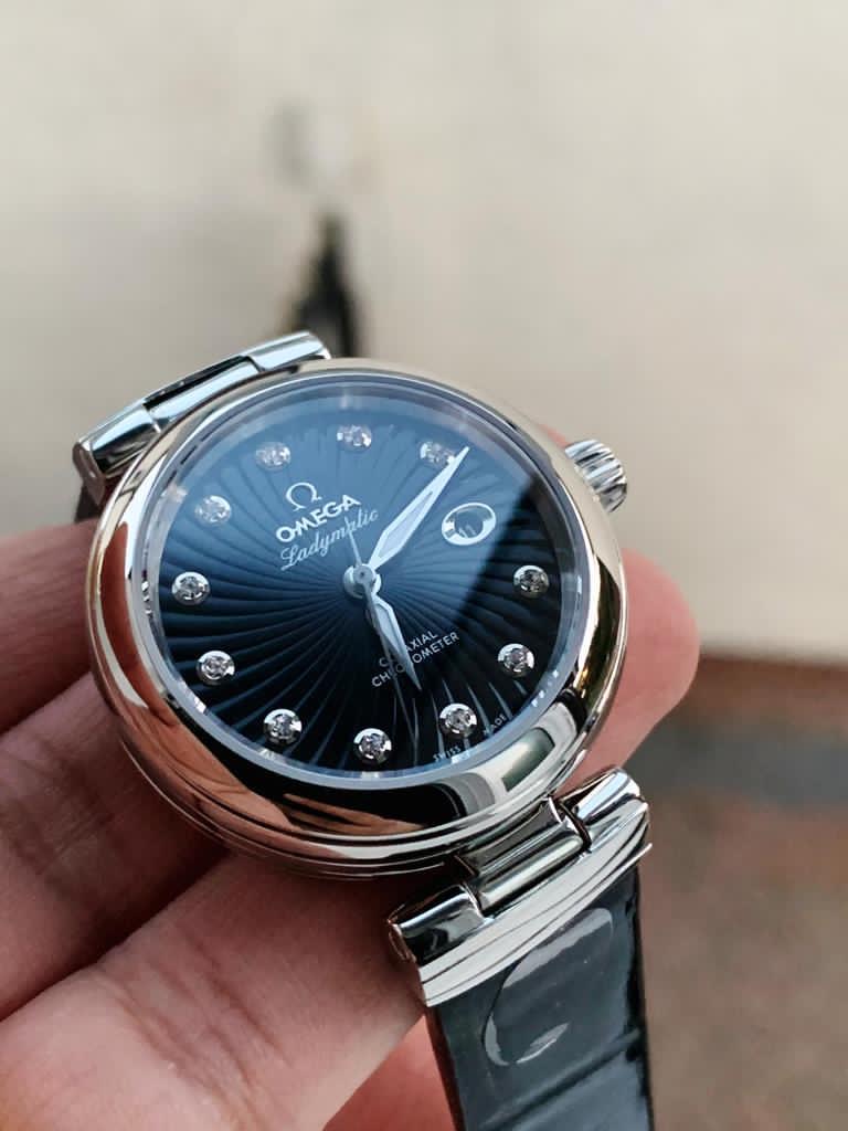 V6F 34mm LADYMATIC SS BLACK LEATHER STRAP A2836