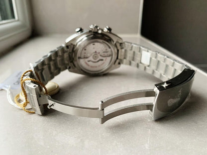 Planet Ocean SEAMASTER Chronometer OMF SS Grey/Orange Polished Bezel Grey Dial on SS Bracelet A9900 (Black Balance Wheel)