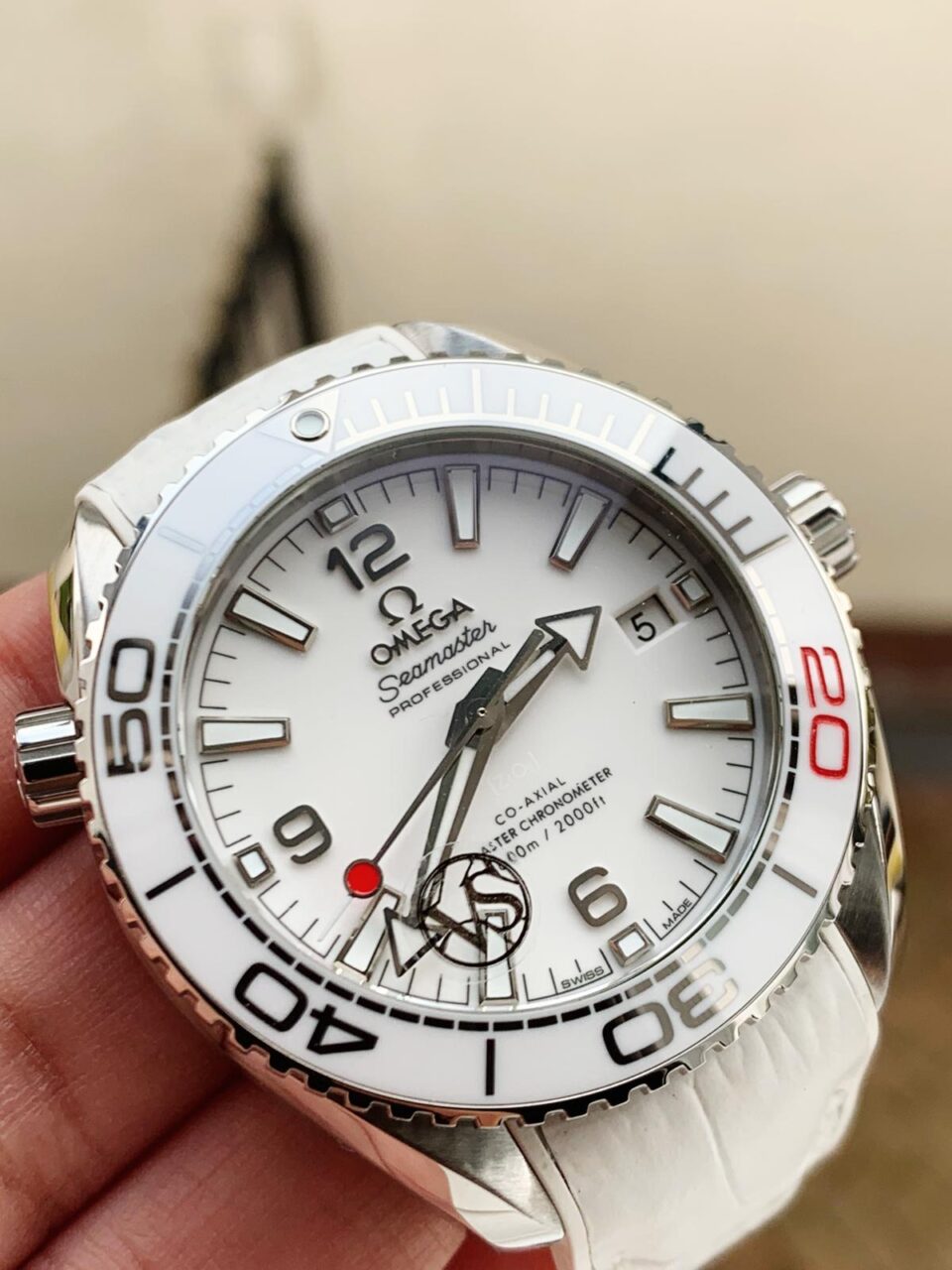 Planet Ocean SEAMASTER 39.5mm Olympic Games SS VSF 1:1 Best Edition White Dial on White Rubber Strap A8800