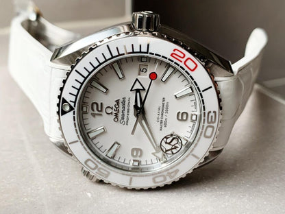 Planet Ocean SEAMASTER 39.5mm Olympic Games SS VSF 1:1 Best Edition White Dial on White Rubber Strap A8800