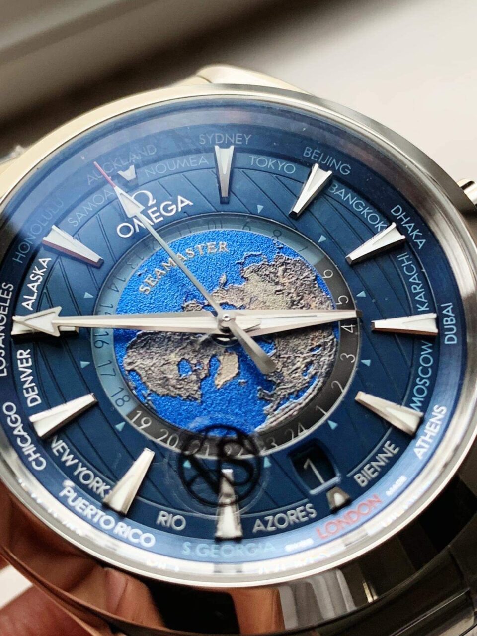 Omega Seamaster Aqua Terra Worldtimer VSF 1:1 Best Edition Blue Dial on SS Bracelet A8938