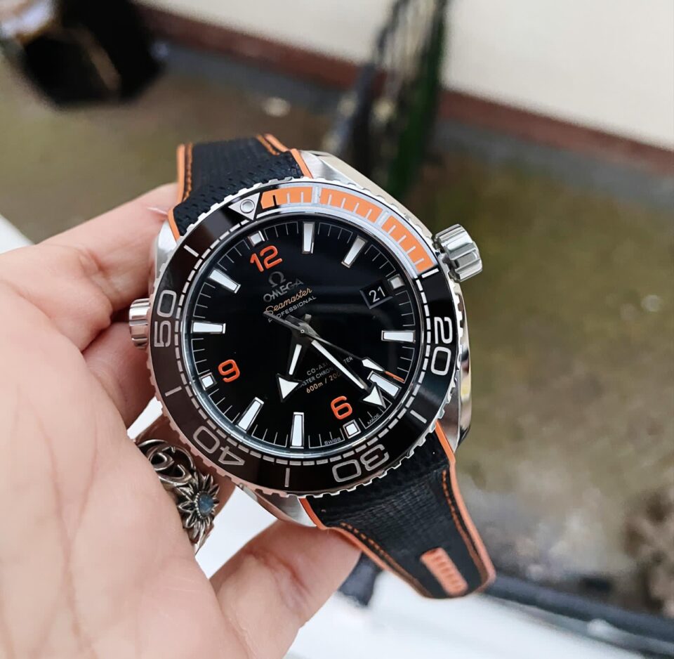 Planet Ocean 43.5mm SS VSF 1:1 Best Edition Black/Orange Bezel Black Dial on Black Nylon Strap A8900