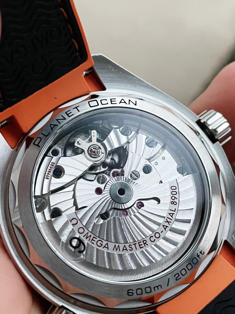 Planet Ocean 43.5mm SS VSF 1:1 Best Edition Black/Orange Bezel Black Dial on Black Nylon Strap A8900