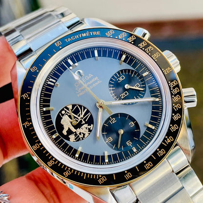 Speedmaster 50th Anniversary of APOLLO 11 The Moon Landing OMF Best Edition on SS Bracelet Manual Winding Chrono Movement