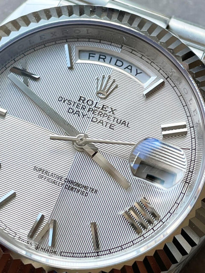 EWF Factory SS 1:1 Rolex Day Date II 228239 Best Edition White Textured Dial A3255