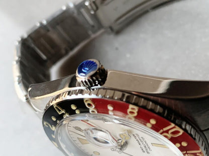 Vintage Rolex GMT Master 6542 Black/Red Bezel White Dial A2836