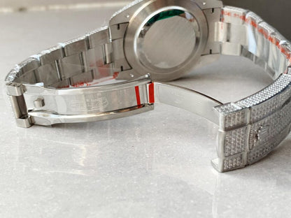 Rolex OYSTER PERPETUAL 41mm 904L SS MOISSANITE DIAMONDS BRACELET AND DIAL A2824 iced out