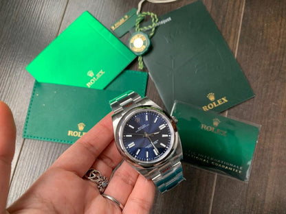EW FACTORY 1:1 Rolex OYSTER PERPETUAL BRIGHT BLUE dial 41MM Asian A3230