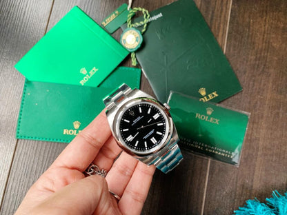 EW FACTORY 1:1 Rolex OYSTER PERPETUAL BRIGHT BLACK DIAL41MM Asian A3230