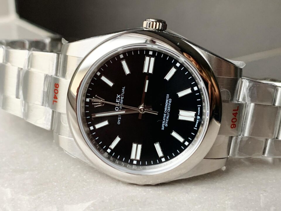 EW FACTORY 1:1 Rolex OYSTER PERPETUAL BRIGHT BLACK DIAL41MM Asian A3230
