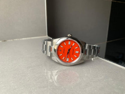 EW FACTORY 1:1 Rolex OYSTER PERPETUAL CORAL RED DIAL 41MM Asian A3230