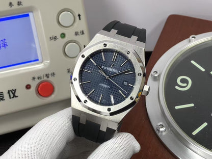 ap Royal Oak 15400 Blue Dial Black Rubber Band with Super 3120 Movement