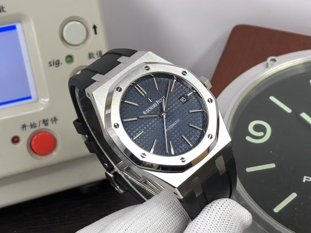 ap Royal Oak 15400 Blue Dial Black Rubber Band with Super 3120 Movement