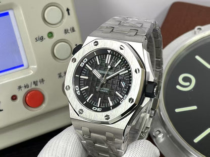 ap Royal Oak Offshore Diver 15703 Black Dial Steel Bracelet with Super 3120 Movement