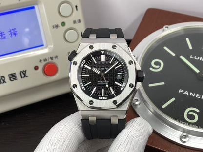 ap Royal Oak Offshore Diver 15703 Black Dial Black Rubber Band with Super 3120 Movement