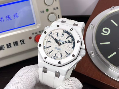 ap Royal Oak Offshore Diver 15707 White Ceramic with 3120 Movement