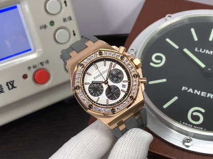 RXWF ap Royal Oak 26231 37mm Swiss Quartz Movement Rose Gold Case Diamond Bezel