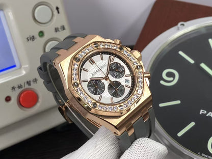 RXWF ap Royal Oak 26231 37mm Swiss Quartz Movement Rose Gold Case Diamond Bezel