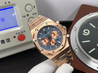 OMF ap Royal Oak Chrono 26331 Rose Gold Case Blue Dial with Asia 7750 Movement