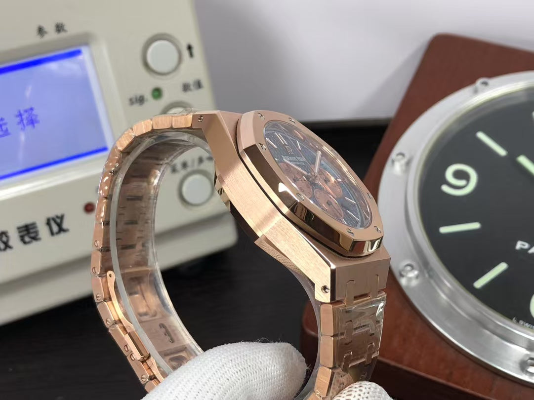 OMF ap Royal Oak Chrono 26331 Rose Gold Case Blue Dial with Asia 7750 Movement