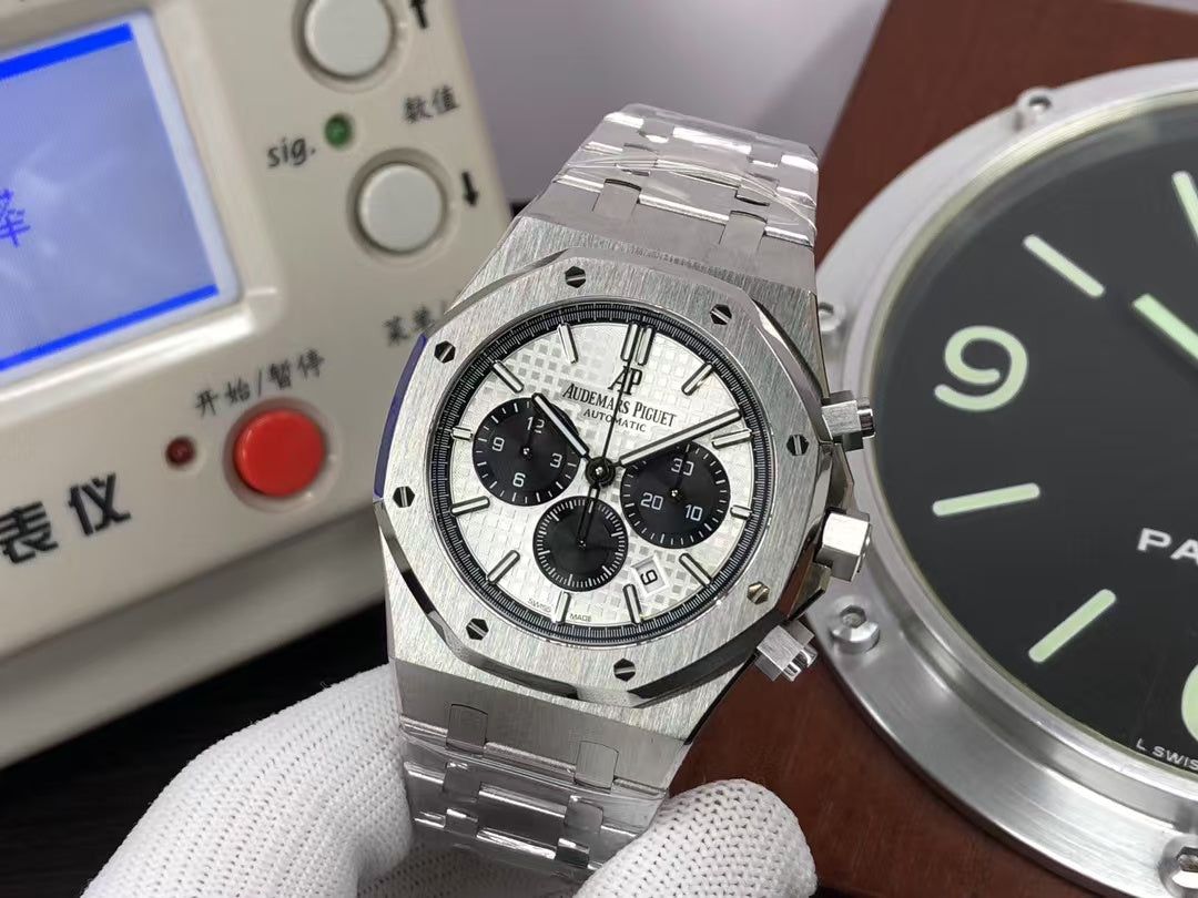 OMF ap Royal Oak Chrono 26331 Stainless Steel Case White Dial with Asia 7750 Movement