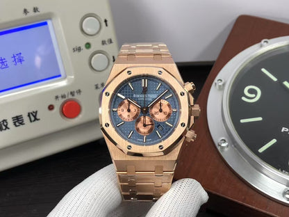 OMF ap Royal Oak Chrono 26331 Rose Gold Case Blue Dial with Asia 7750 Movement