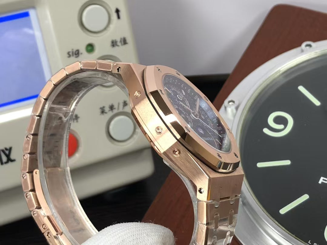 APSF ap Royal Oak Perpetual Calendar 26574 Moon Phase Rose Gold Blue Dial with 5134 Movement