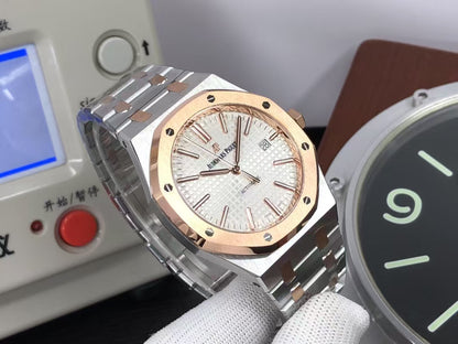 ap Royal Oak 15400 Two Tone Rose Gold Case White Dial with 3120 Movement