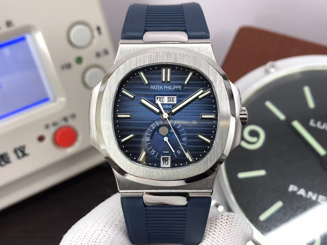pp Nautilus Annual Calendar 5726 Blue Dial Blue Rubber Band 324 Movement