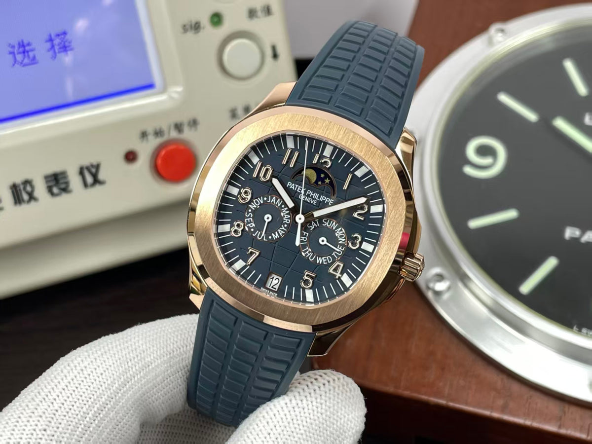 pp Aquanaut 5261 Moon Phase Blue Dial Blue Rubber Band