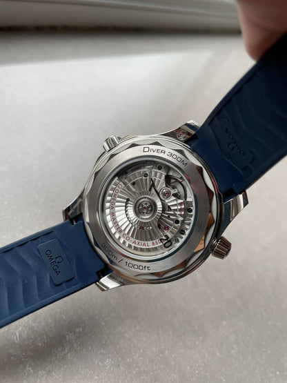 2018 Seamaster Diver 300M VSF 1:1 Best Edition Blue Ceramic Grey Dial on blue rubber strap Strap A8800