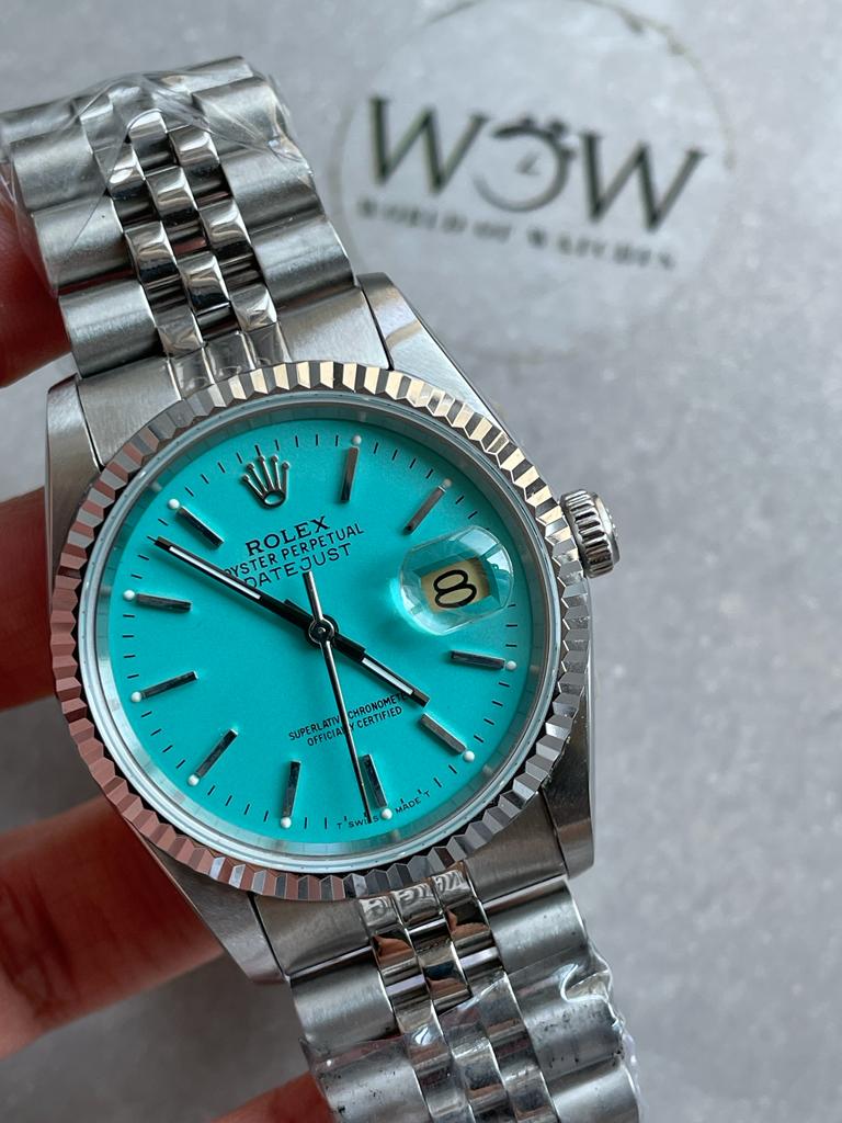 KING 1:1 Rolex DATEJUST 36mm 16233 FLUTED BEZEL BEST EDITION 904L STEEL TIFFANY BLUE DIAL A2825