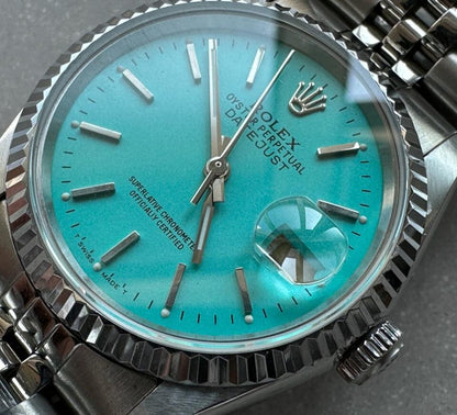 KING 1:1 Rolex DATEJUST 36mm 16233 FLUTED BEZEL BEST EDITION 904L STEEL TIFFANY BLUE DIAL A2825