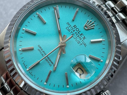 KING Factory 1:1 Rolex DATEJUST 36mm 16233 FLUTED BEZEL BEST EDITION 904L STEEL TIFFANY BLUE DIAL ON A2825