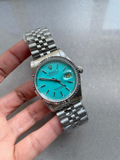 KING 1:1 Rolex DATEJUST 36mm 16233 FLUTED BEZEL BEST EDITION 904L STEEL TIFFANY BLUE DIAL A2825