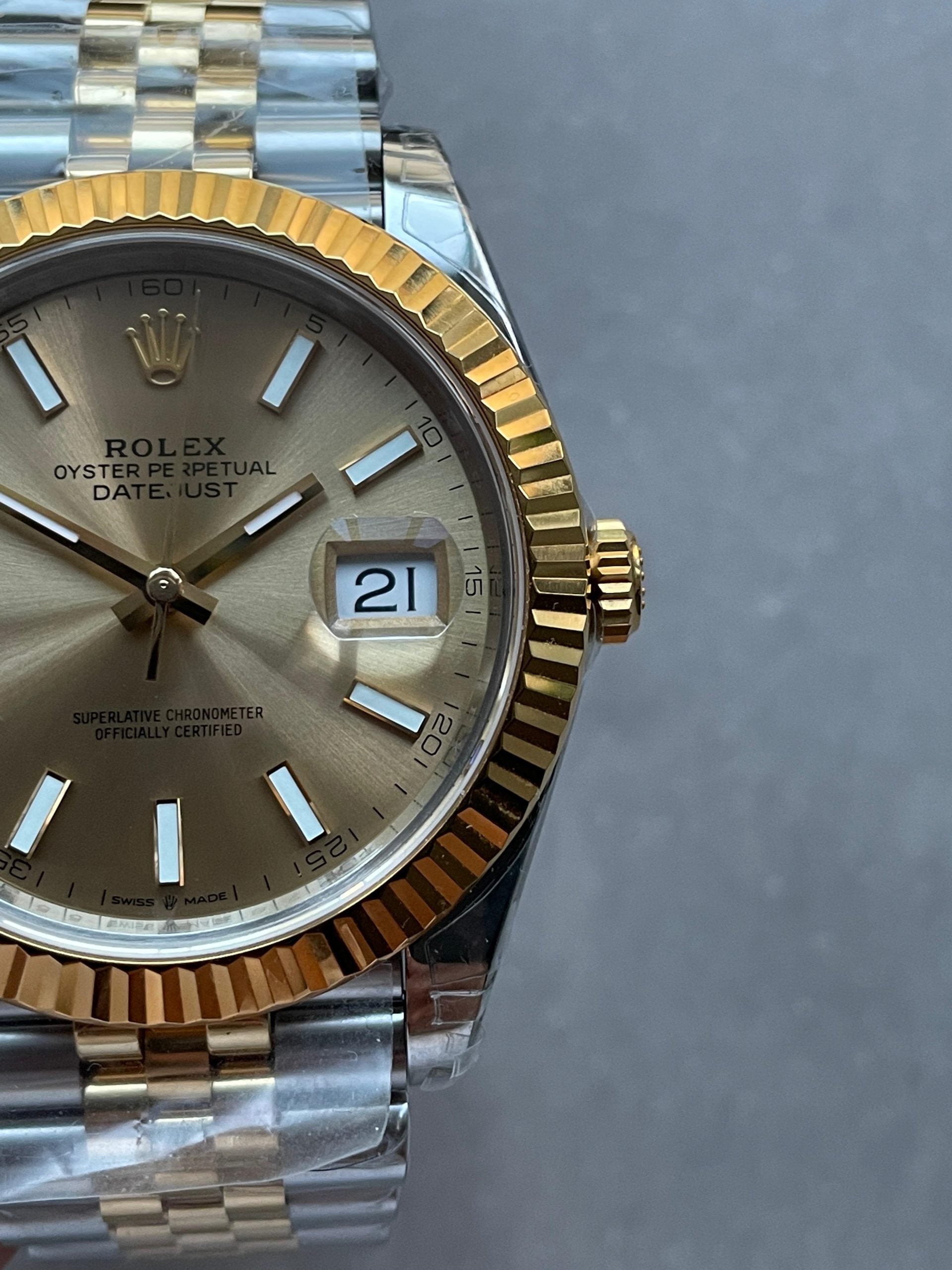 VSF Factory 1:1 Rolex Datejust 41mm 126333 904L YG/SS Fluted Bezel Gold Dial on VS3235